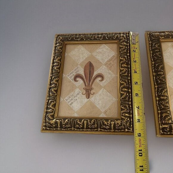 Fleur De Lis Framed Prints Gold Frame Set of Two - Picture 5 of 13